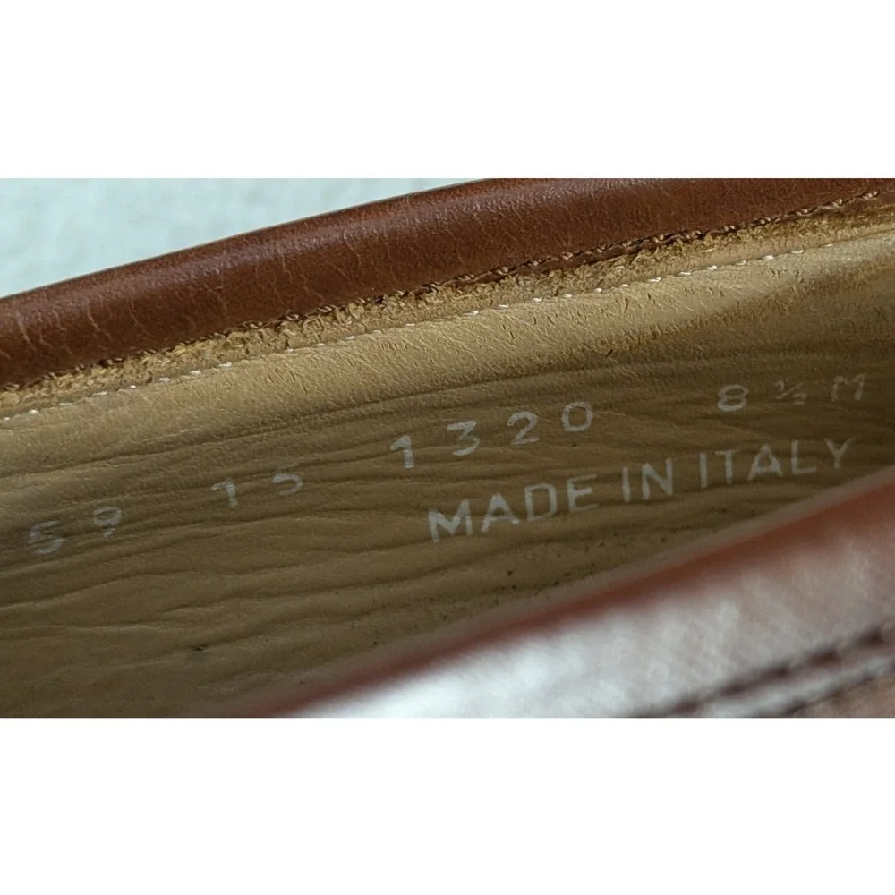 Johnston & Murphy Mens Brown Woven Leather Penny Loafers Made in Italy Size 8.5M